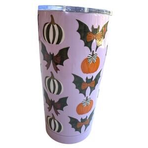 NWOT Clementine Paper Co. Halloween Bats & Pumpkins Insulated Tumbler